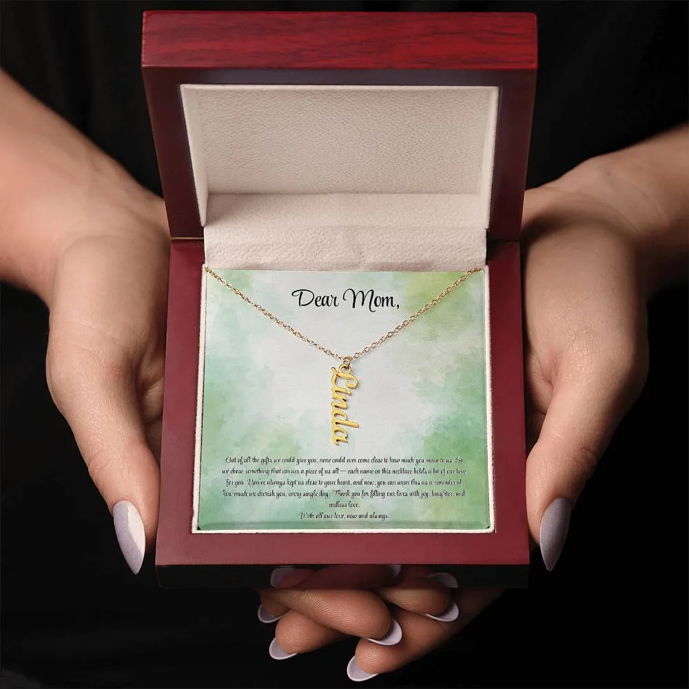 Personalized Vertical Name Necklace - Custom Jewelry Gift for Moms | Holiday, Birthday, Anniversary, Christmas
