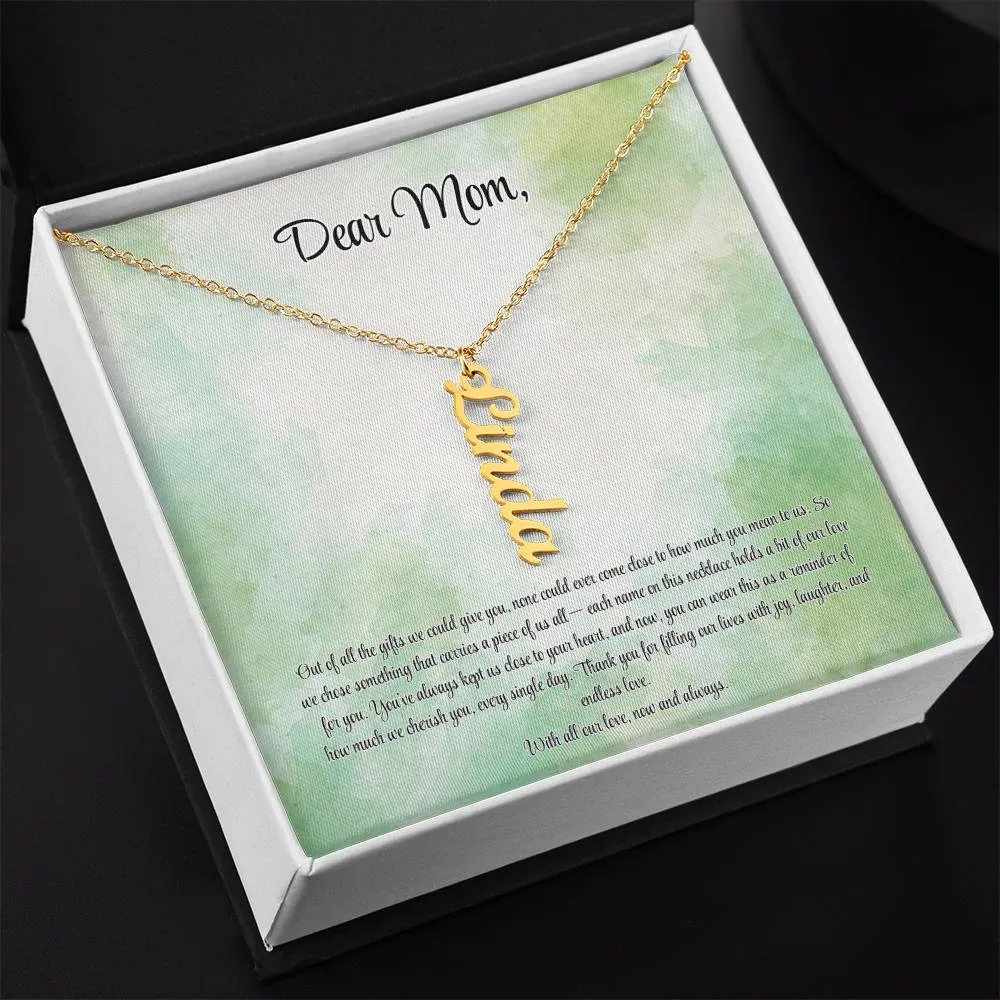 Personalized Vertical Name Necklace - Custom Jewelry Gift for Moms | Holiday, Birthday, Anniversary, Christmas