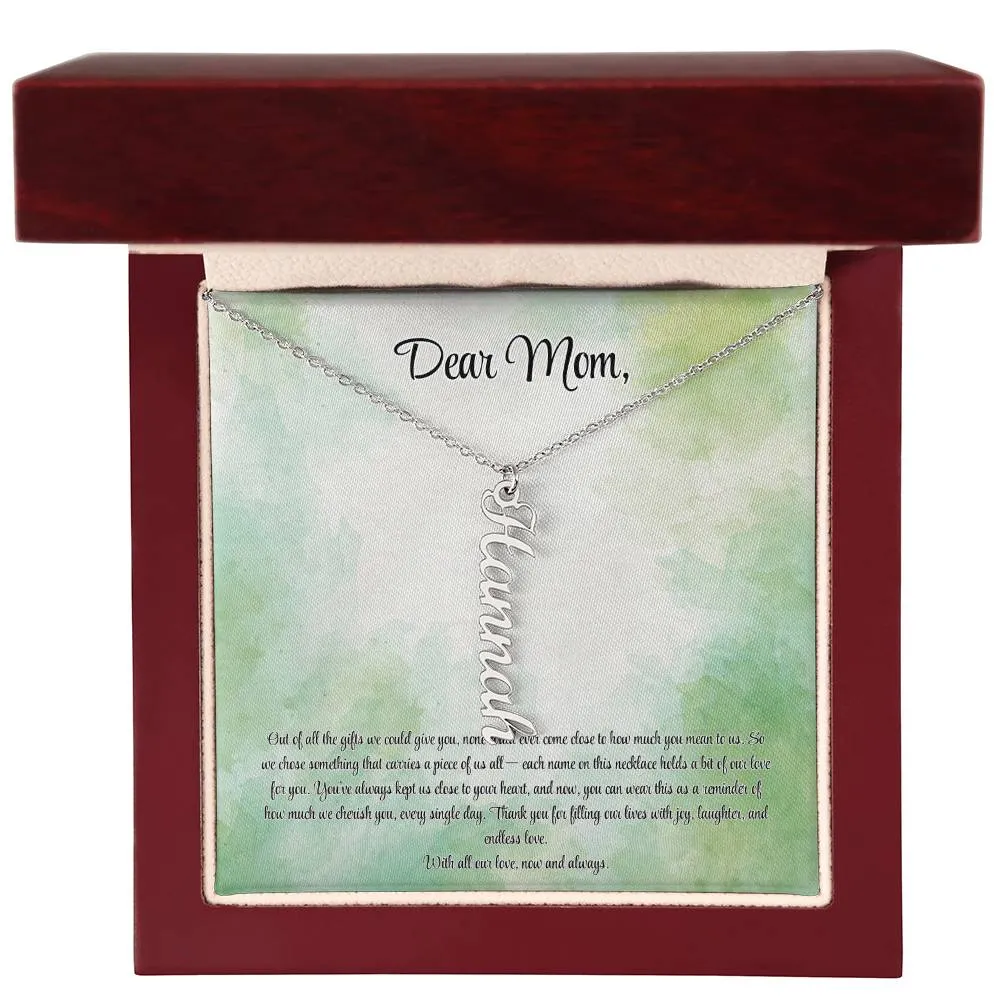 Personalized Vertical Name Necklace - Custom Jewelry Gift for Moms | Holiday, Birthday, Anniversary, Christmas