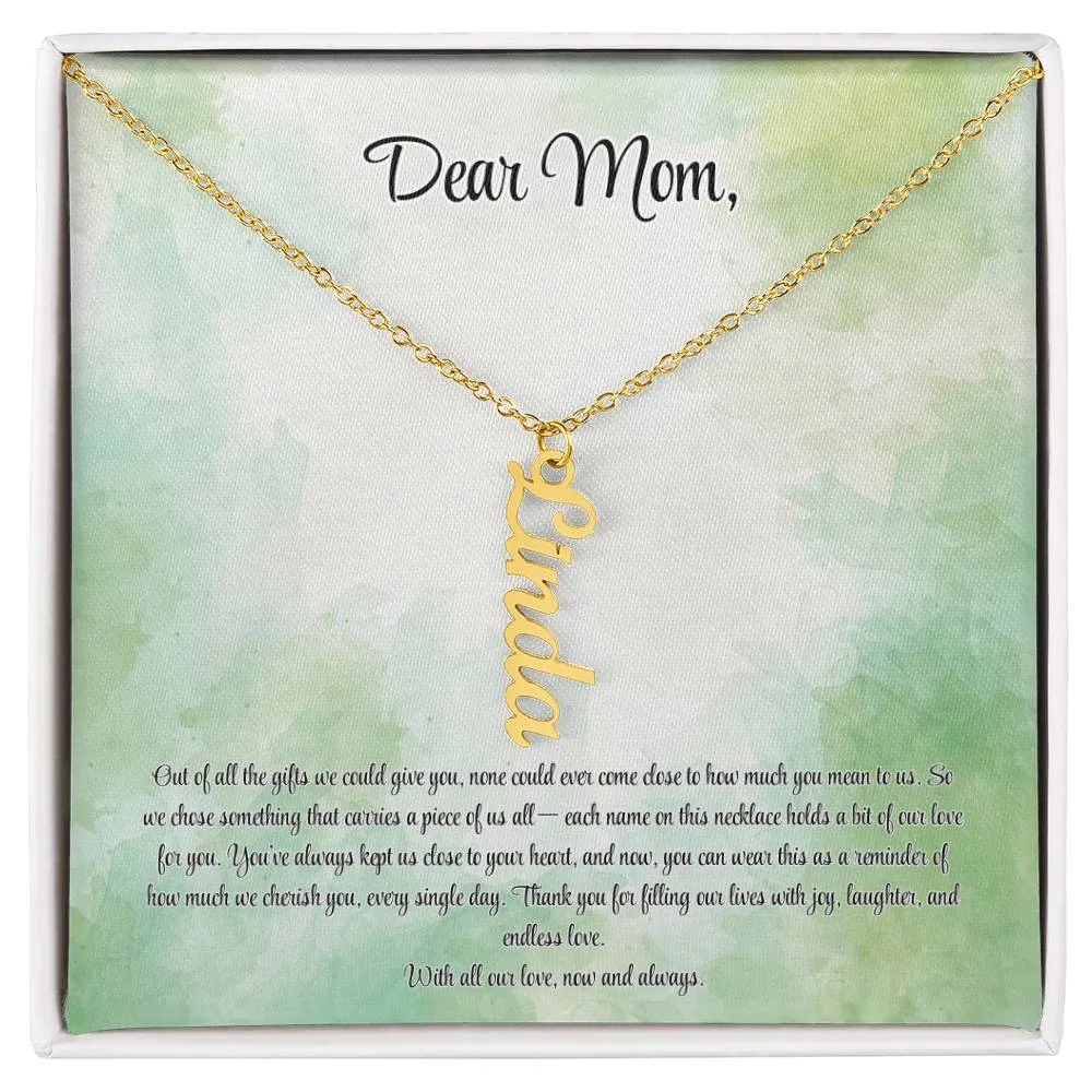 Personalized Vertical Name Necklace - Custom Jewelry Gift for Moms | Holiday, Birthday, Anniversary, Christmas