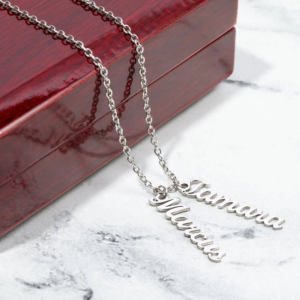 Personalized Vertical Name Necklace - Custom Jewelry Gift for Moms | Holiday, Birthday, Anniversary, Christmas