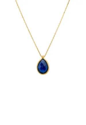 Petite Drop Necklace Gold Sapphire Hydro