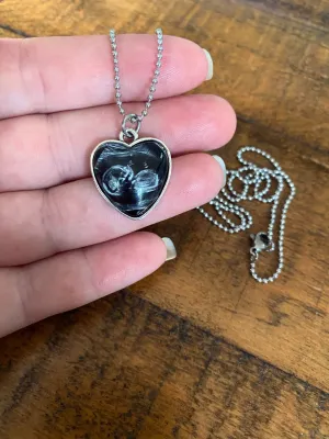 Petite heart shaped sonogram necklace