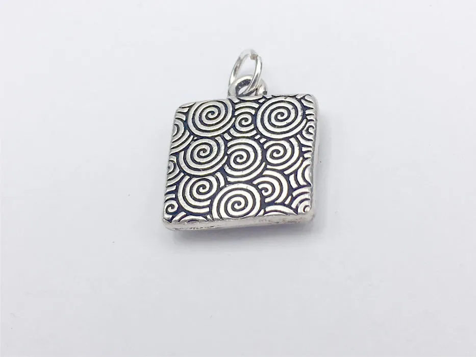 Pewter with night sky print & sterling silver crescent moon pendant-resin, star