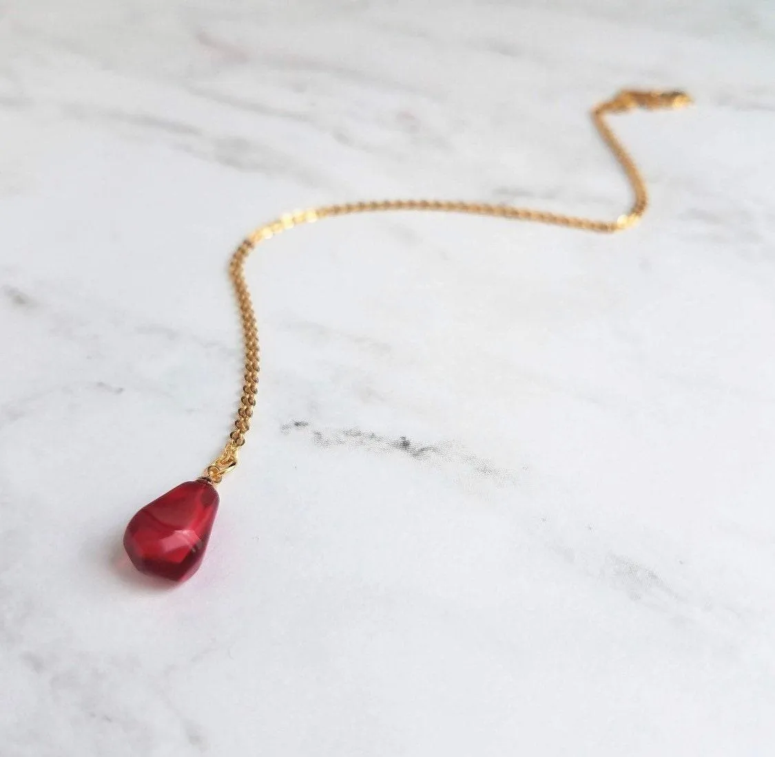 Pink Pomegranate Necklace, small light pink pendant, thin delicate chain, seed fruit necklace, fertility necklace, pomegranate seed charm