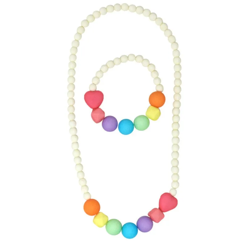 Pink Poppy Over the Rainbow Necklace & Bracelet Set