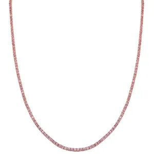 Pink Sapphire Tennis Necklace