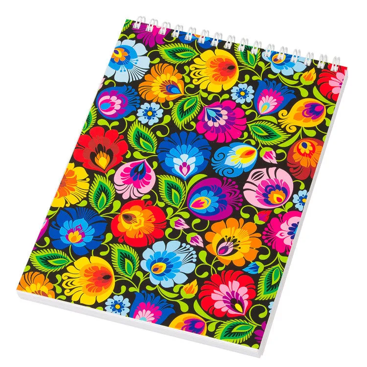 Polish Folk Art Large Spiral Notebook