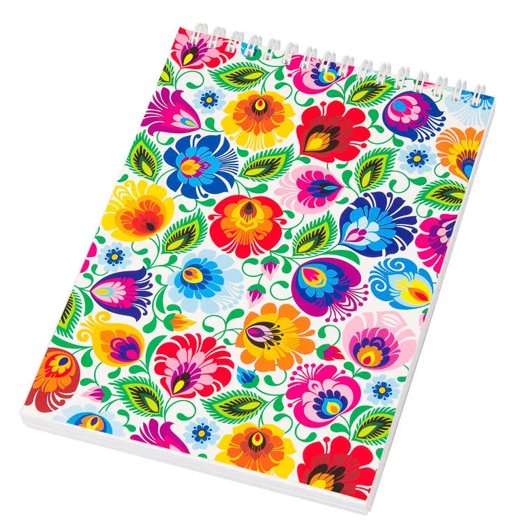 Polish Folk Art Large Spiral Notebook