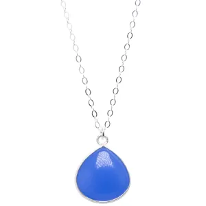 Purple Chalcedony Teardrop Necklace in Silver