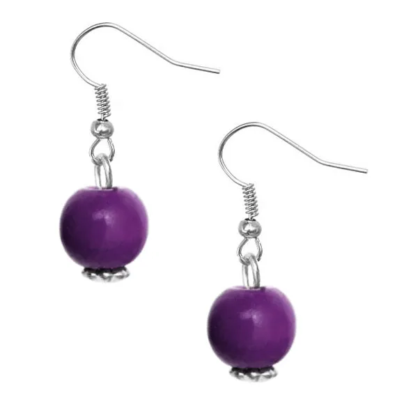 Purple Wooden Sequin Spike Necklace Set