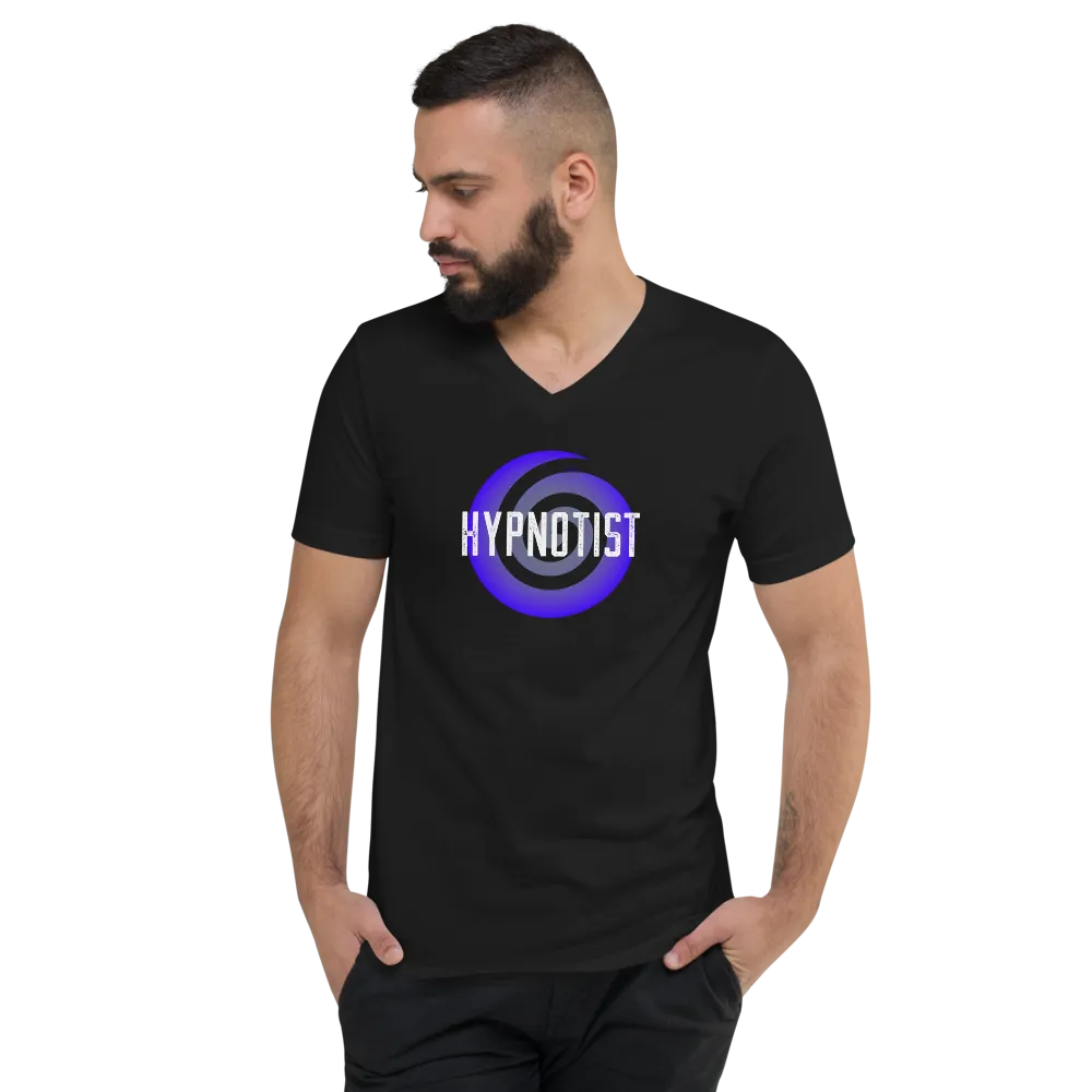 "HYPNOTIST" with spiral Unisex Short Sleeve V-Neck T-Shirt