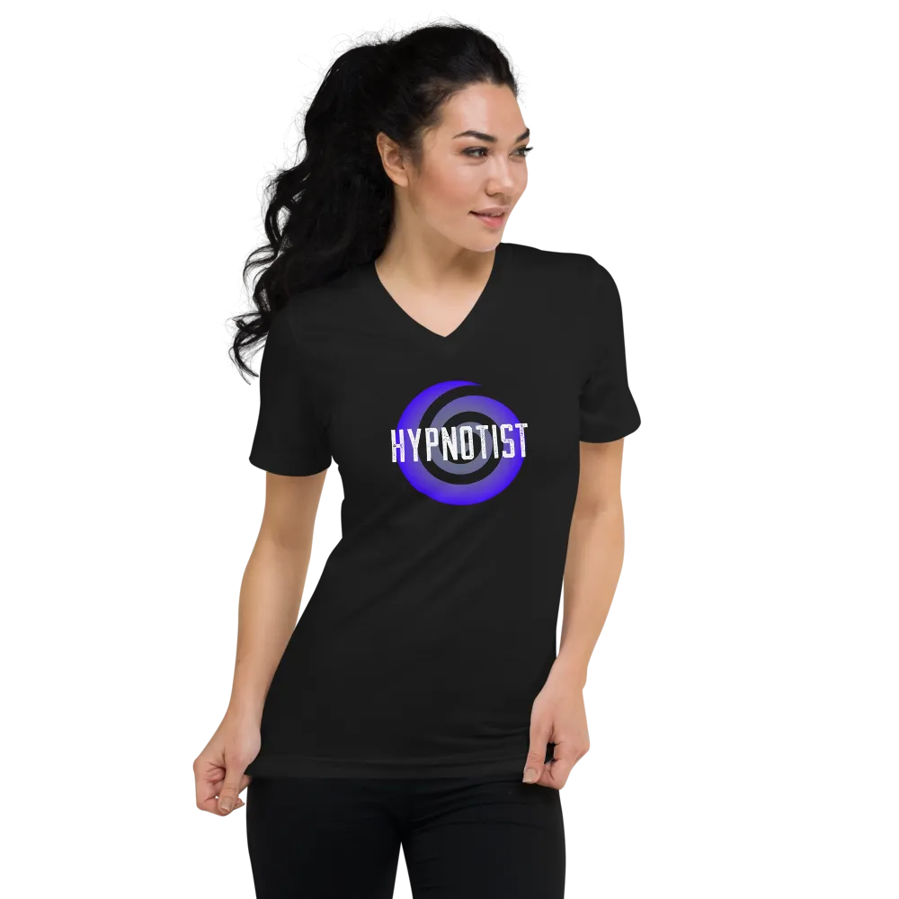 "HYPNOTIST" with spiral Unisex Short Sleeve V-Neck T-Shirt