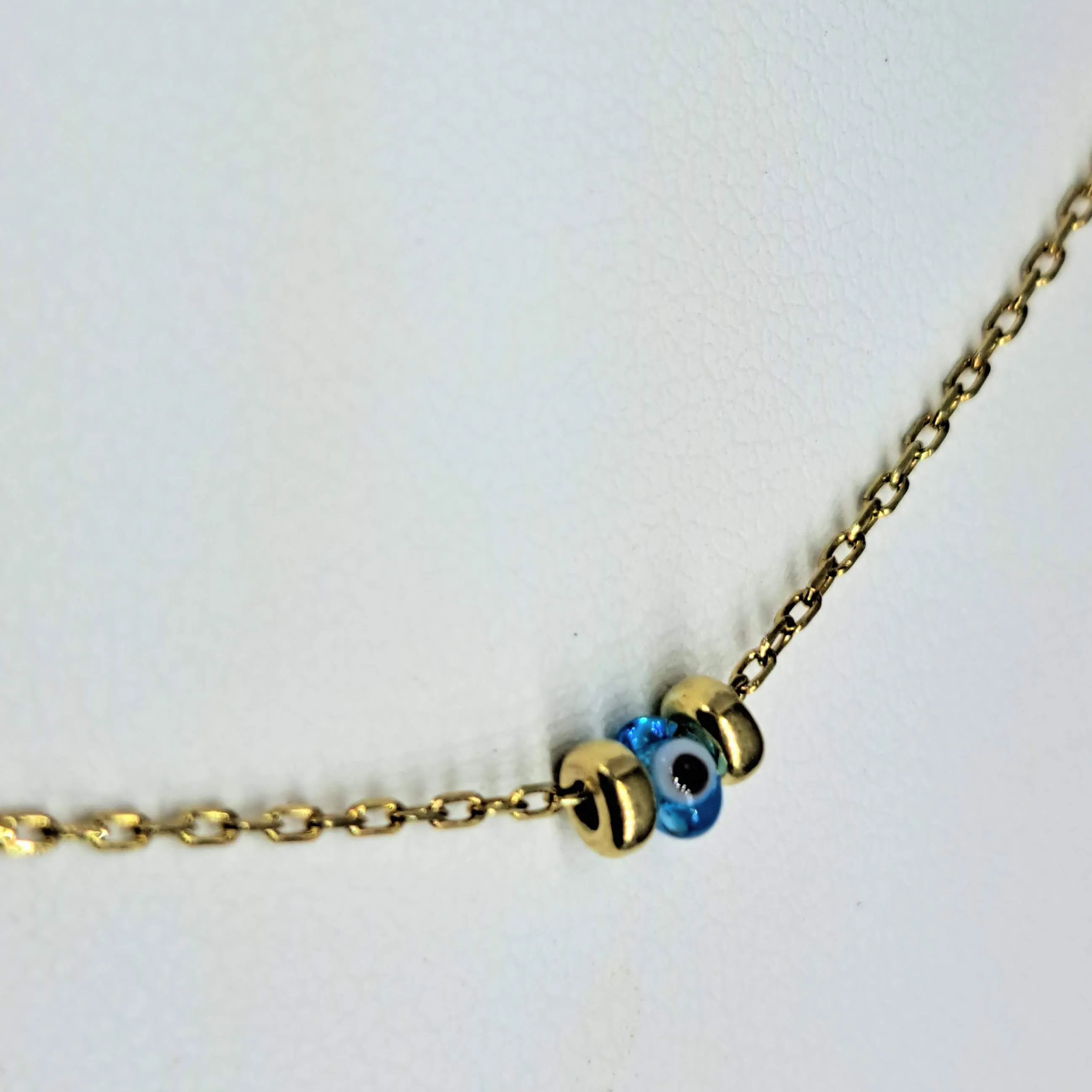 "Sweet Eye" -16"-18" Necklace - Rhodolite Garnet, Pearls, Lamp-worked Glass, 18k Gold Sterling