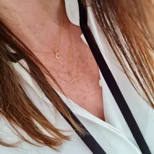 "The Clare" Gold Initial & Star Necklace Set