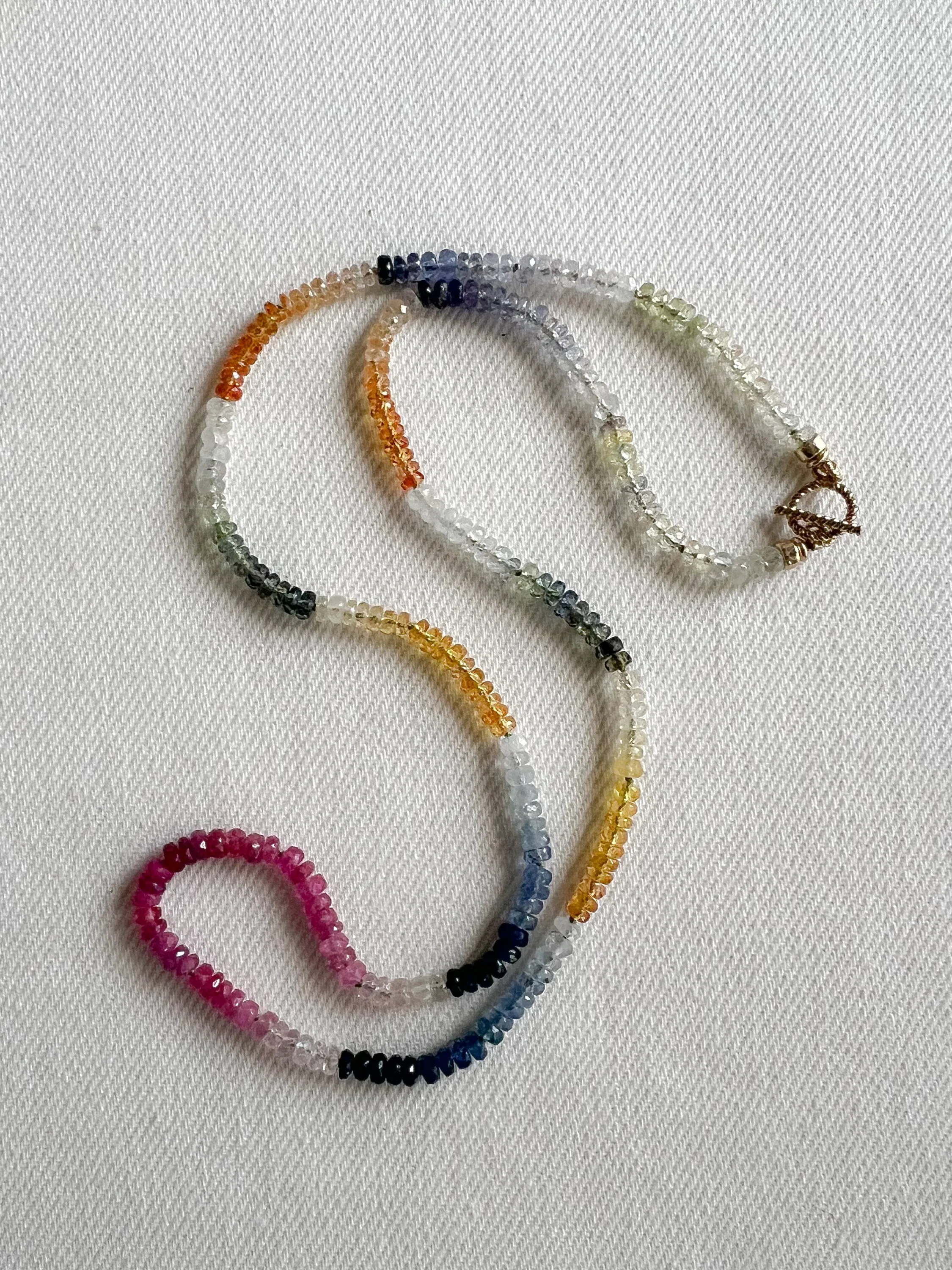 Rainbow Sapphire Necklace, AAA  Sapphires, Gemstone Necklace, September Birthstone, Boho, Hand Knotted, Gift for Her, Timeless Necklace