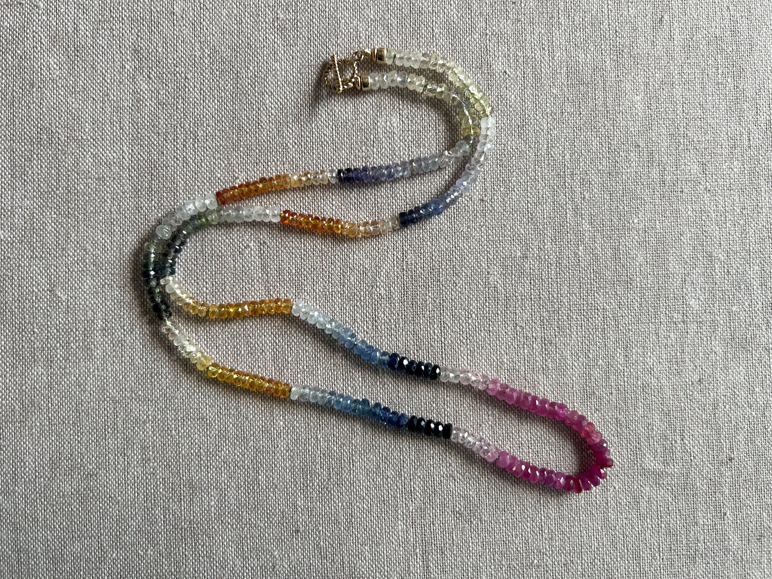 Rainbow Sapphire Necklace, AAA  Sapphires, Gemstone Necklace, September Birthstone, Boho, Hand Knotted, Gift for Her, Timeless Necklace