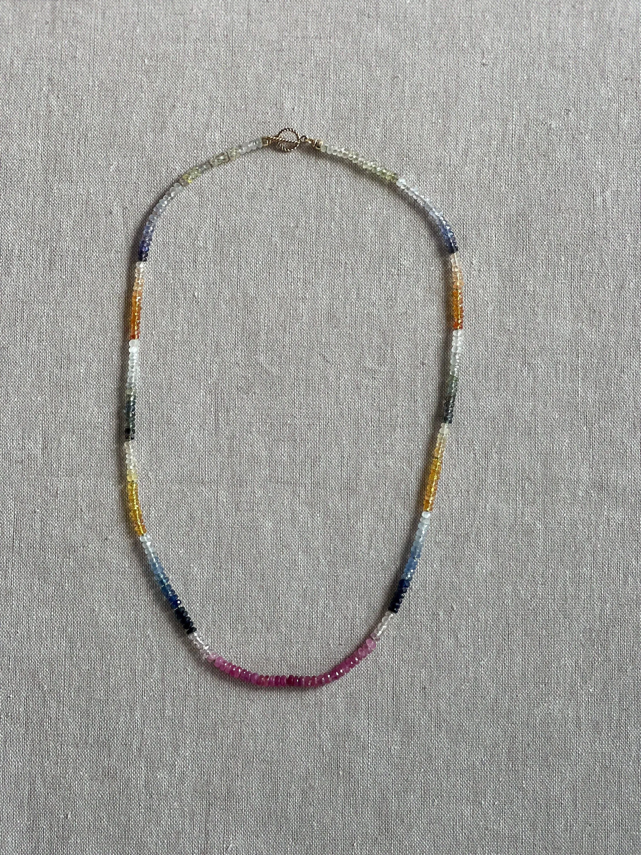 Rainbow Sapphire Necklace, AAA  Sapphires, Gemstone Necklace, September Birthstone, Boho, Hand Knotted, Gift for Her, Timeless Necklace