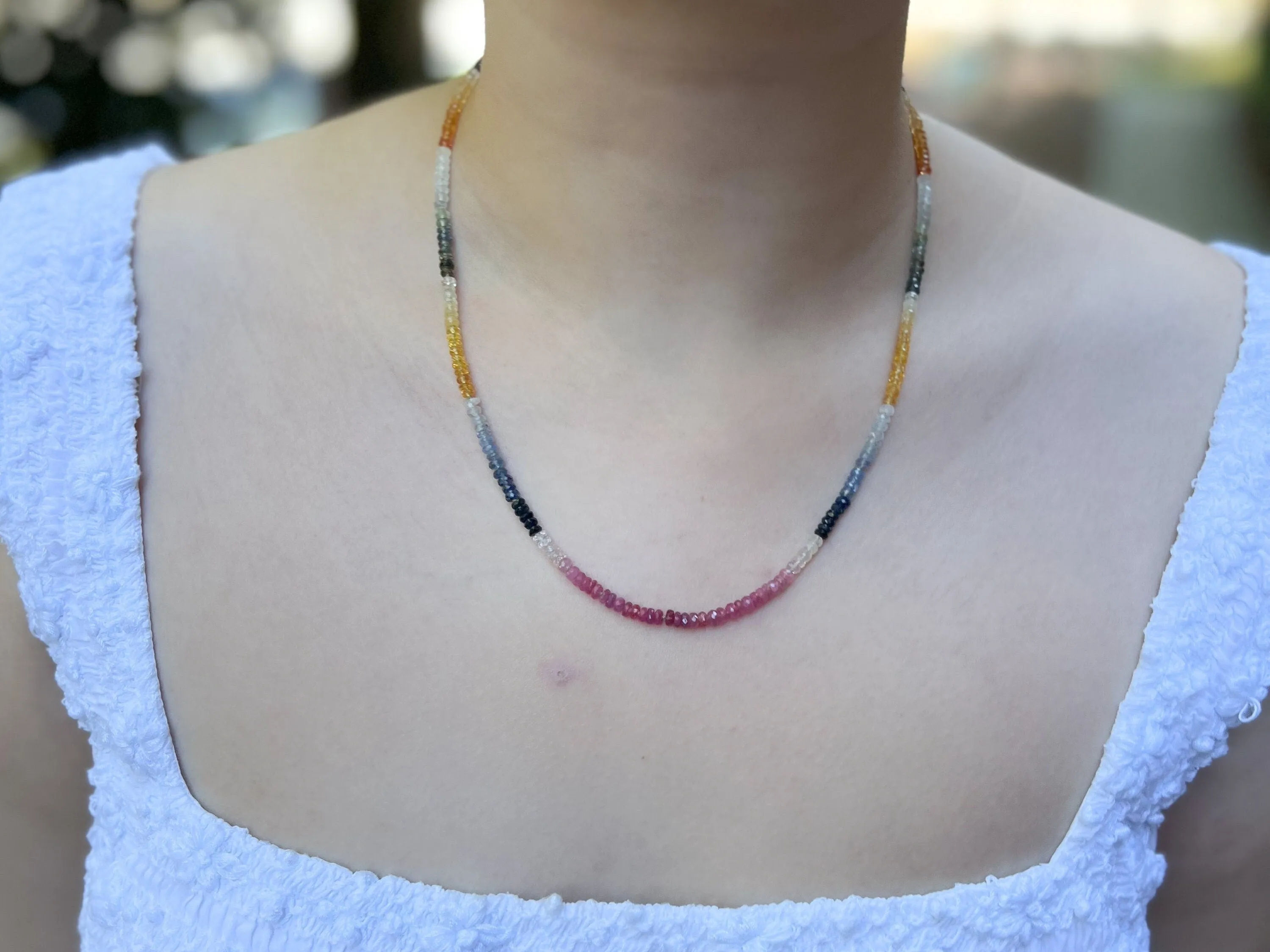 Rainbow Sapphire Necklace, AAA  Sapphires, Gemstone Necklace, September Birthstone, Boho, Hand Knotted, Gift for Her, Timeless Necklace