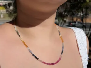 Rainbow Sapphire Necklace, AAA  Sapphires, Gemstone Necklace, September Birthstone, Boho, Hand Knotted, Gift for Her, Timeless Necklace