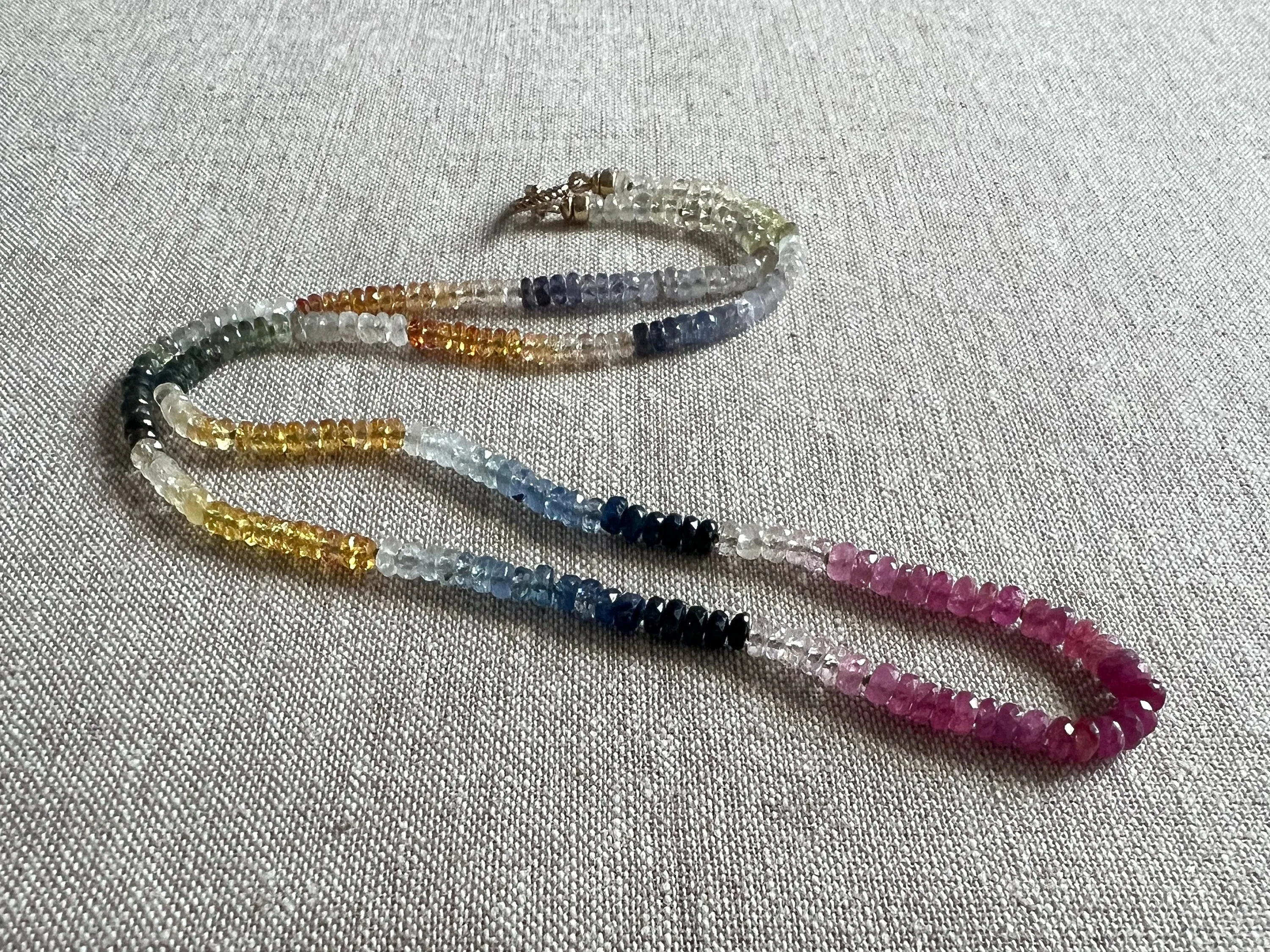 Rainbow Sapphire Necklace, AAA  Sapphires, Gemstone Necklace, September Birthstone, Boho, Hand Knotted, Gift for Her, Timeless Necklace