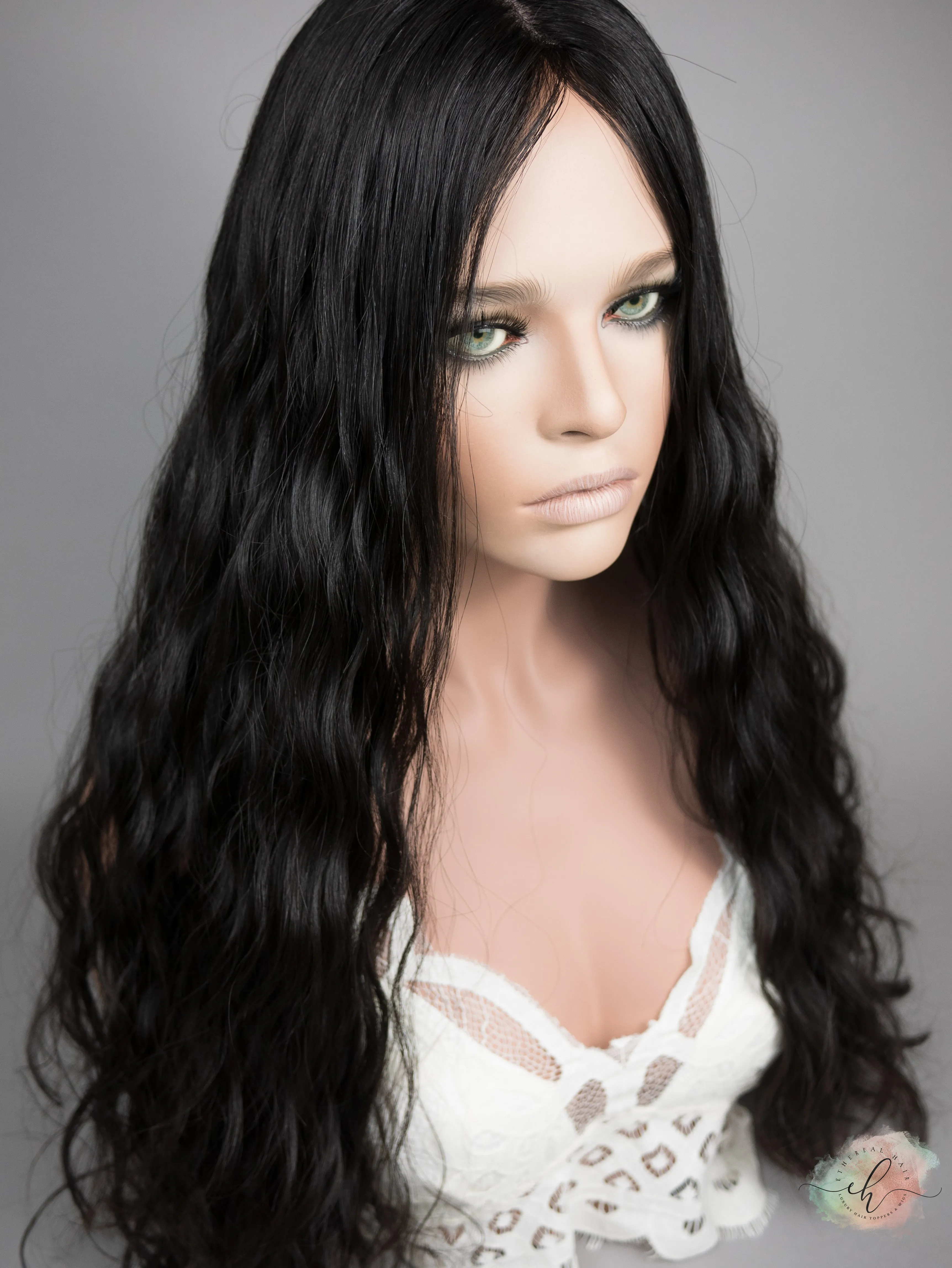 “RAVEN" Premium Topper: Silk Top, 9x9, 27", Curly