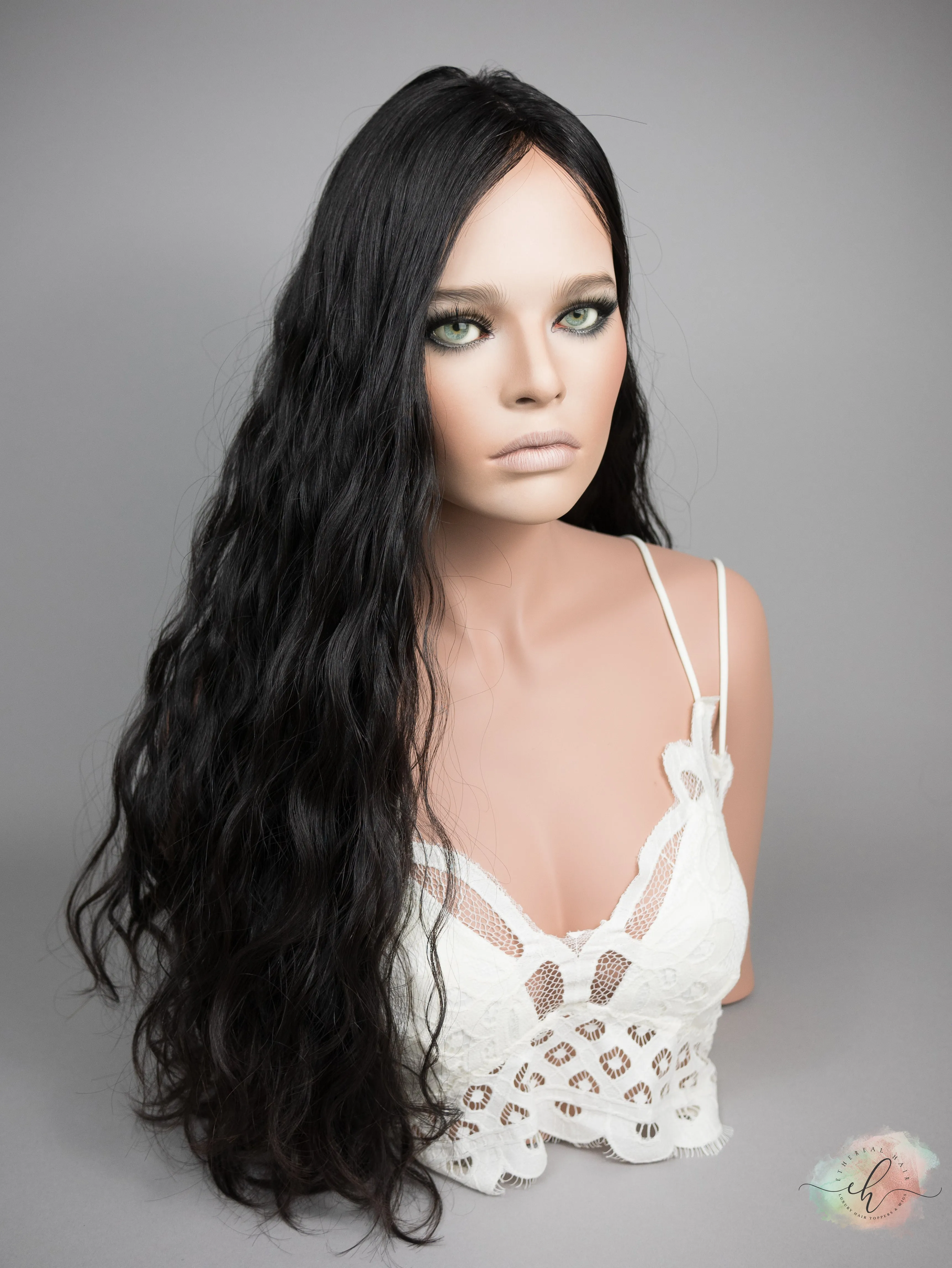 “RAVEN" Premium Topper: Silk Top, 9x9, 27", Curly