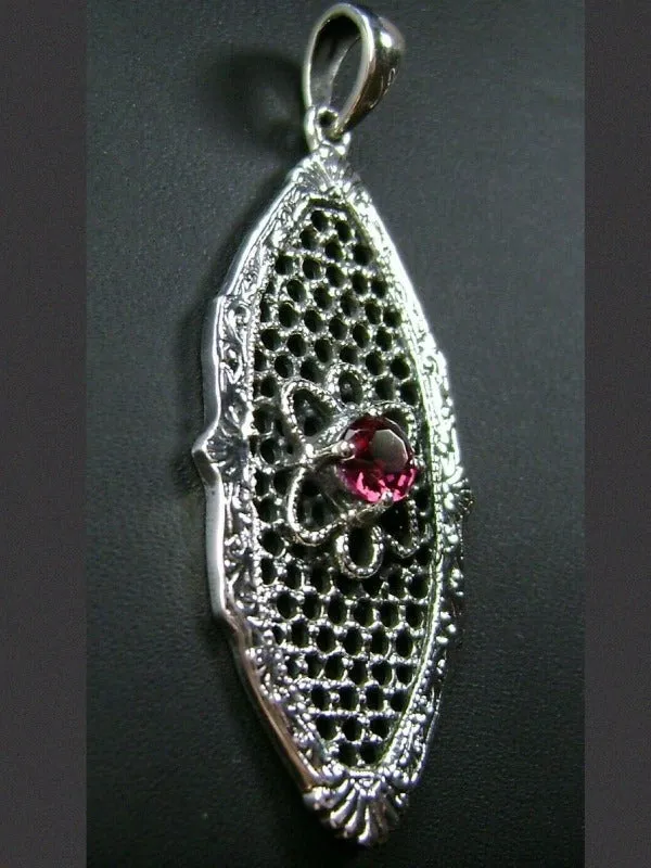 Red Ruby Flower Star Pendant, Round Gem, Vintage Necklace, Design#P20
