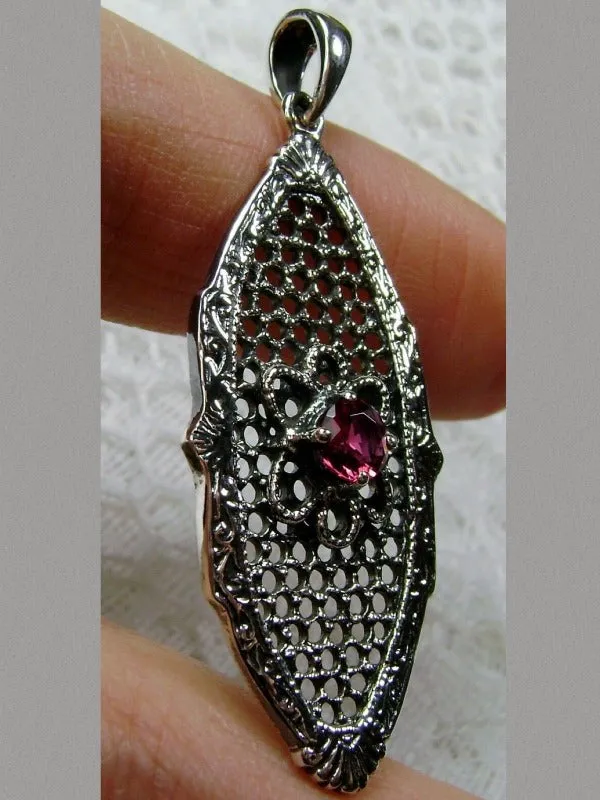 Red Ruby Flower Star Pendant, Round Gem, Vintage Necklace, Design#P20