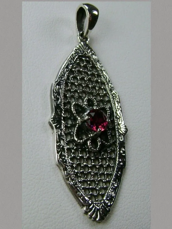 Red Ruby Flower Star Pendant, Round Gem, Vintage Necklace, Design#P20
