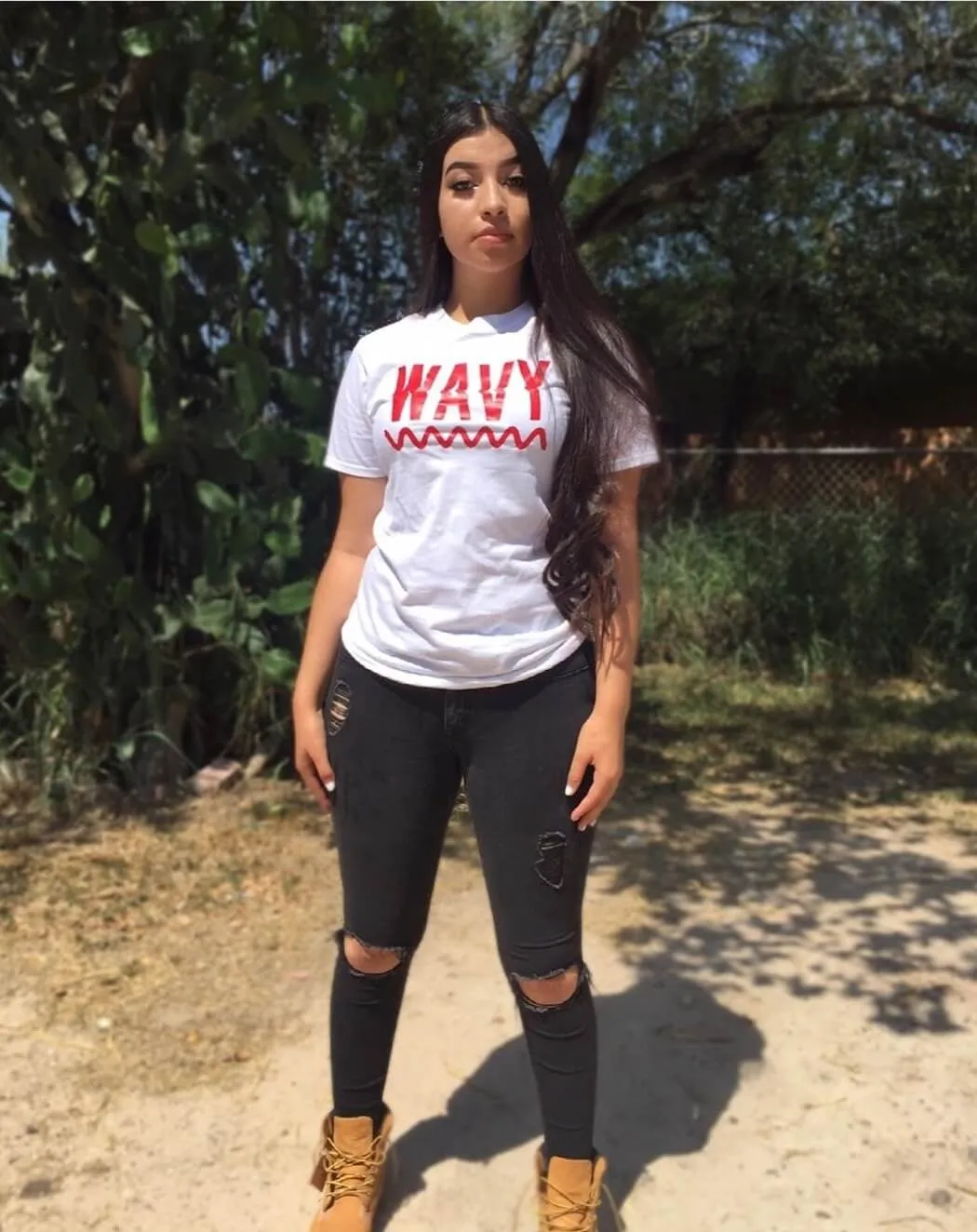 Red Wavy | White Tee