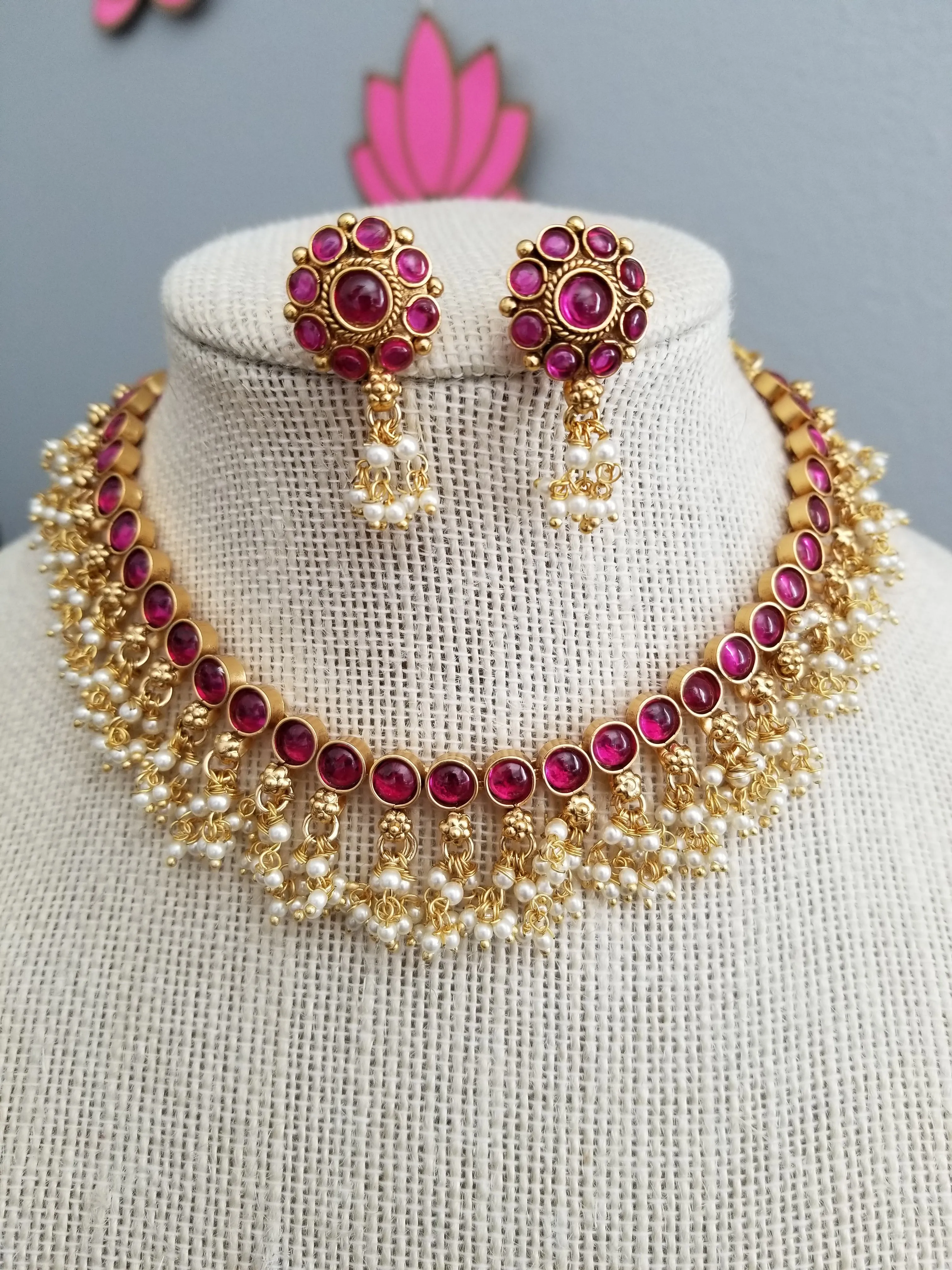 Reserved For Mahalakshmi And Sirisri08 Traditional South Indian Style Necklace Set 1718