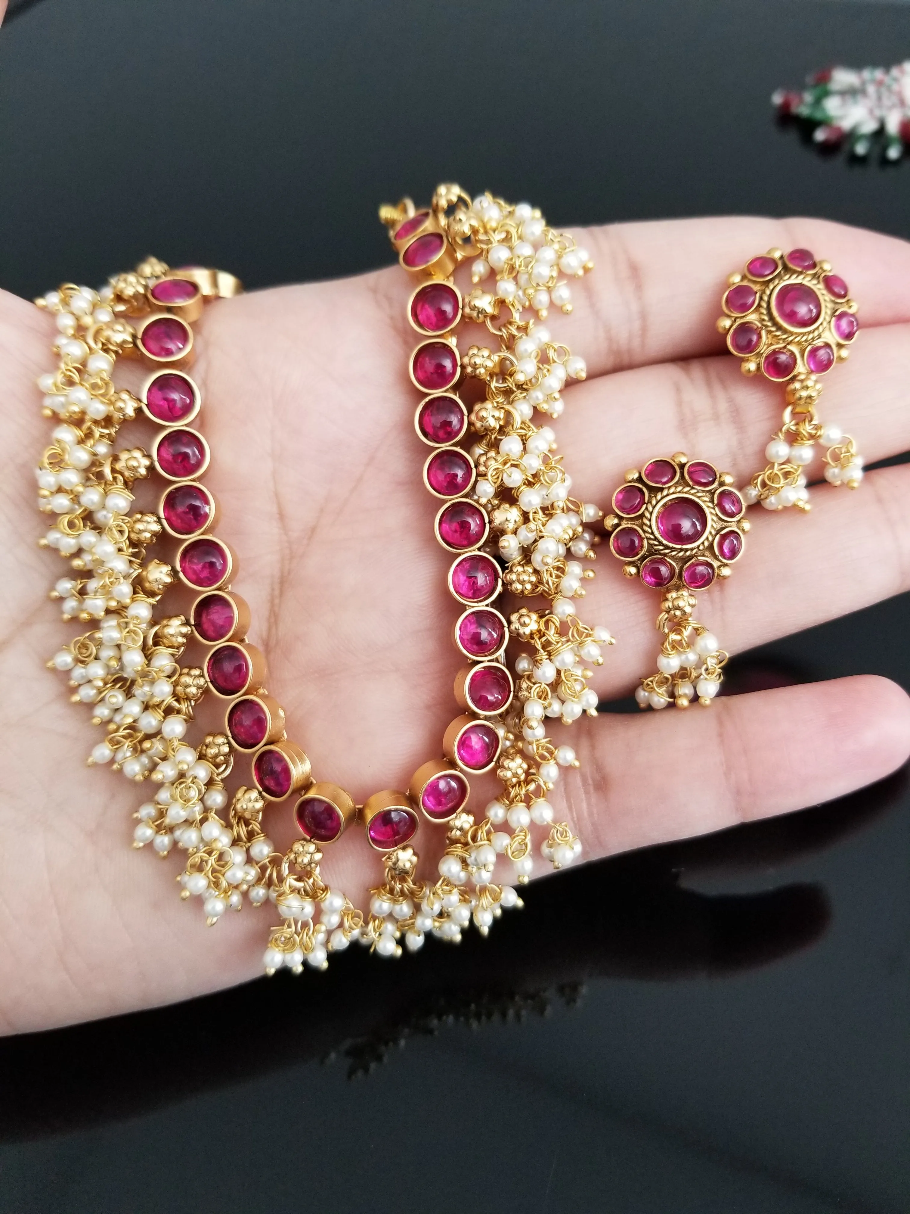 Reserved For Mahalakshmi And Sirisri08 Traditional South Indian Style Necklace Set 1718