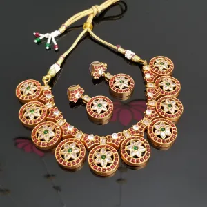Reserved For Sreya South Indian Traditional Necklace Set With Gold Finish