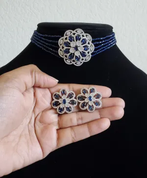 Revathi Cz Mala Necklace With Rhodium Plating