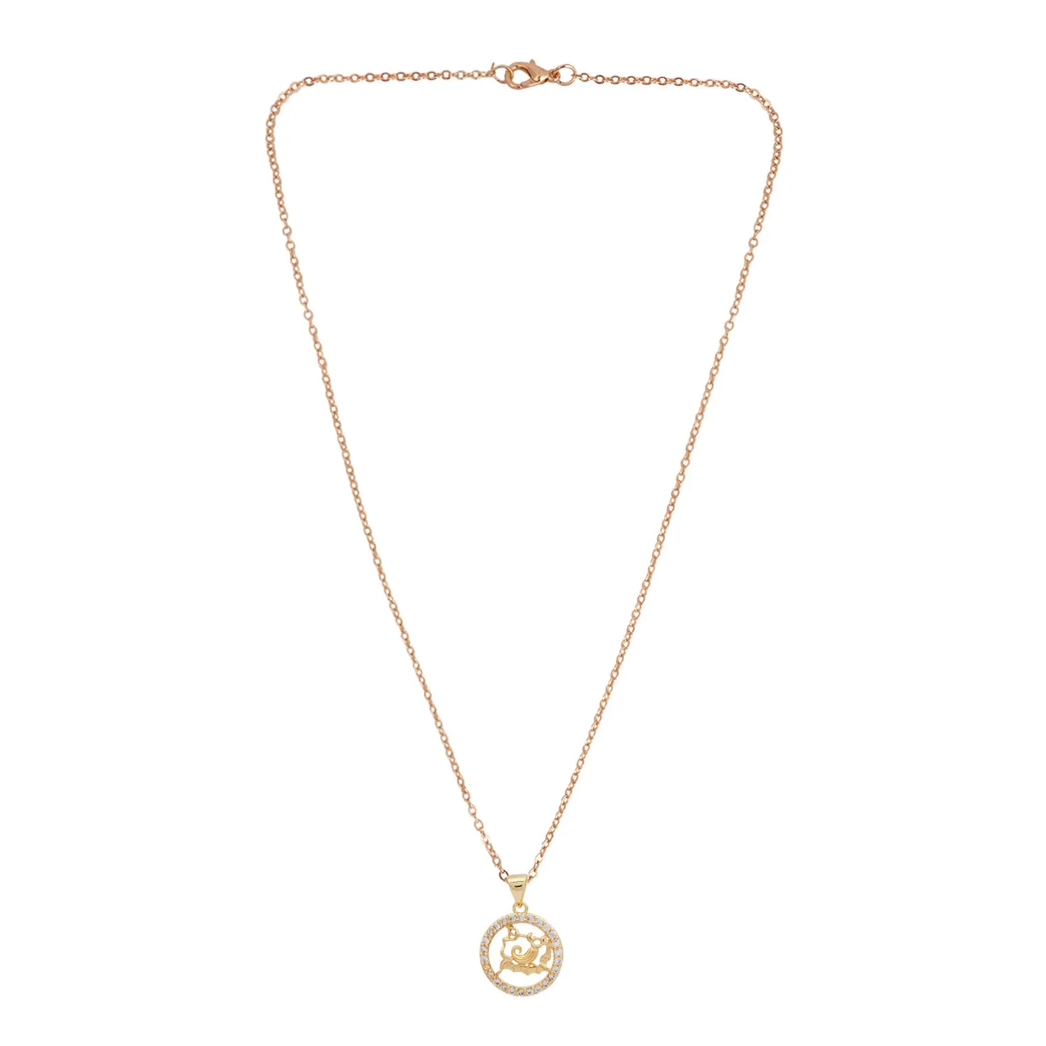 Rhinestone Studded Aquarius Zodiac Necklace