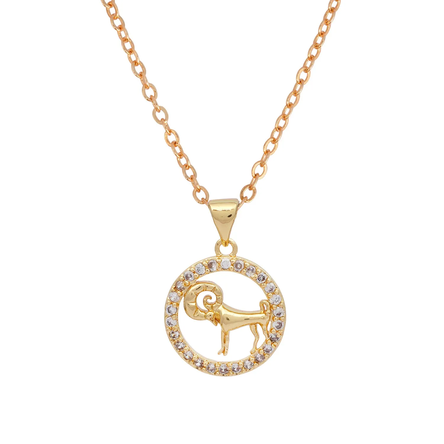 Rhinestone Studded Capricorn Zodiac Necklace