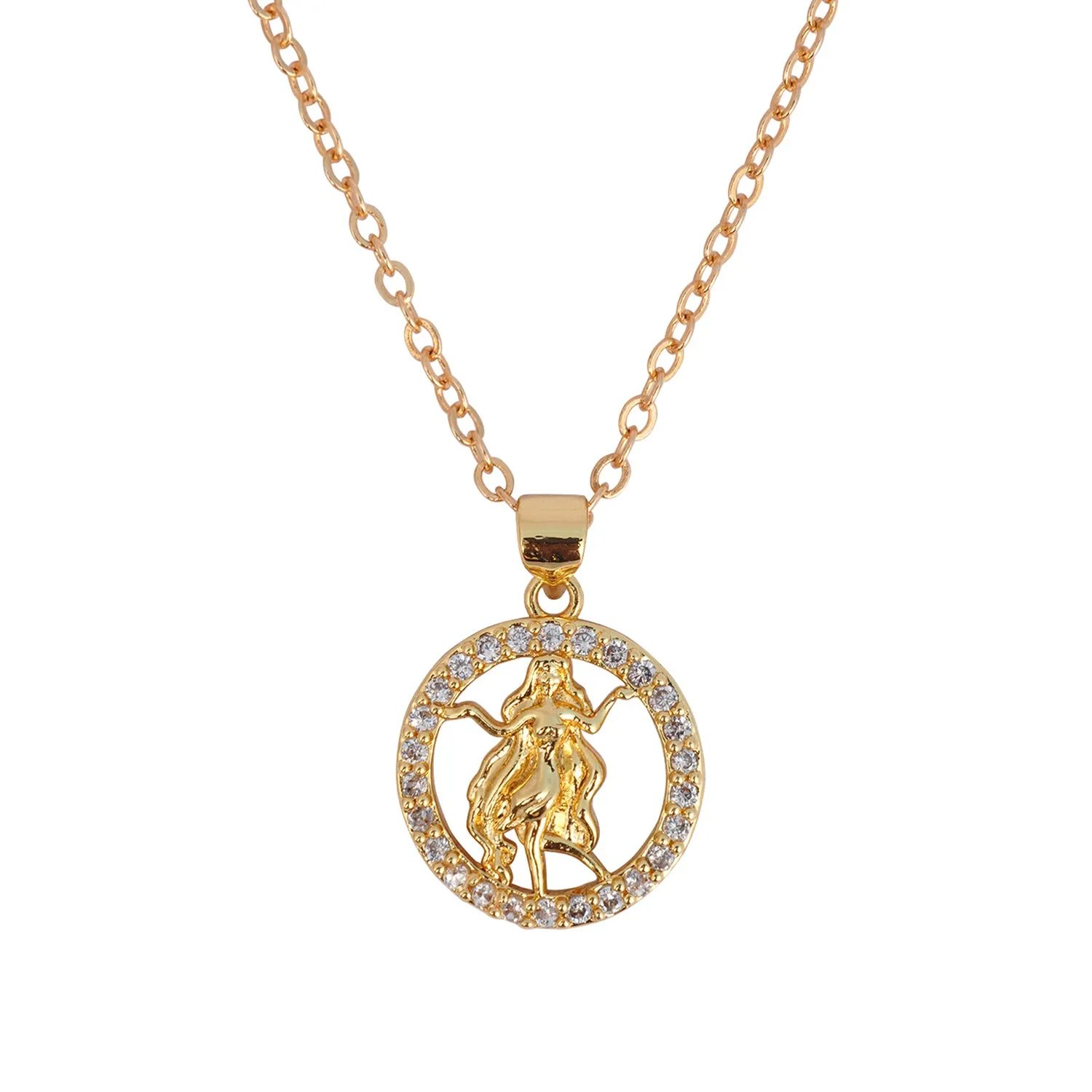 Rhinestone Studded Virgo Zodiac Necklace