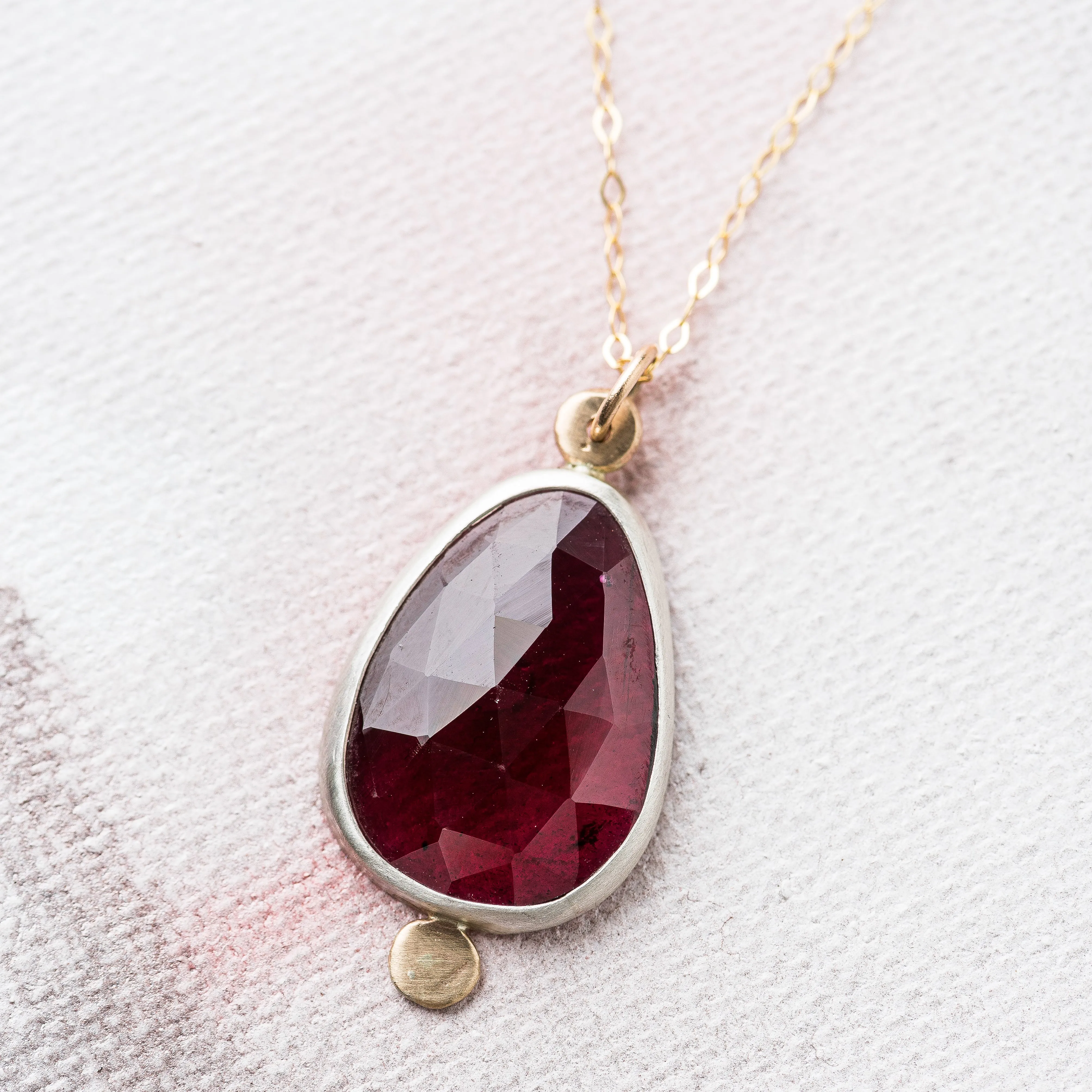 Rhodolite Garnet Necklace on Delicate Rhombus Chain
