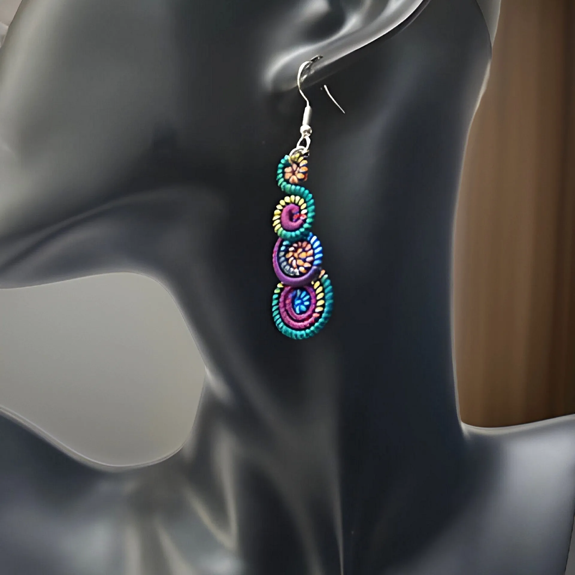 Round Spiral Dangle Earrings