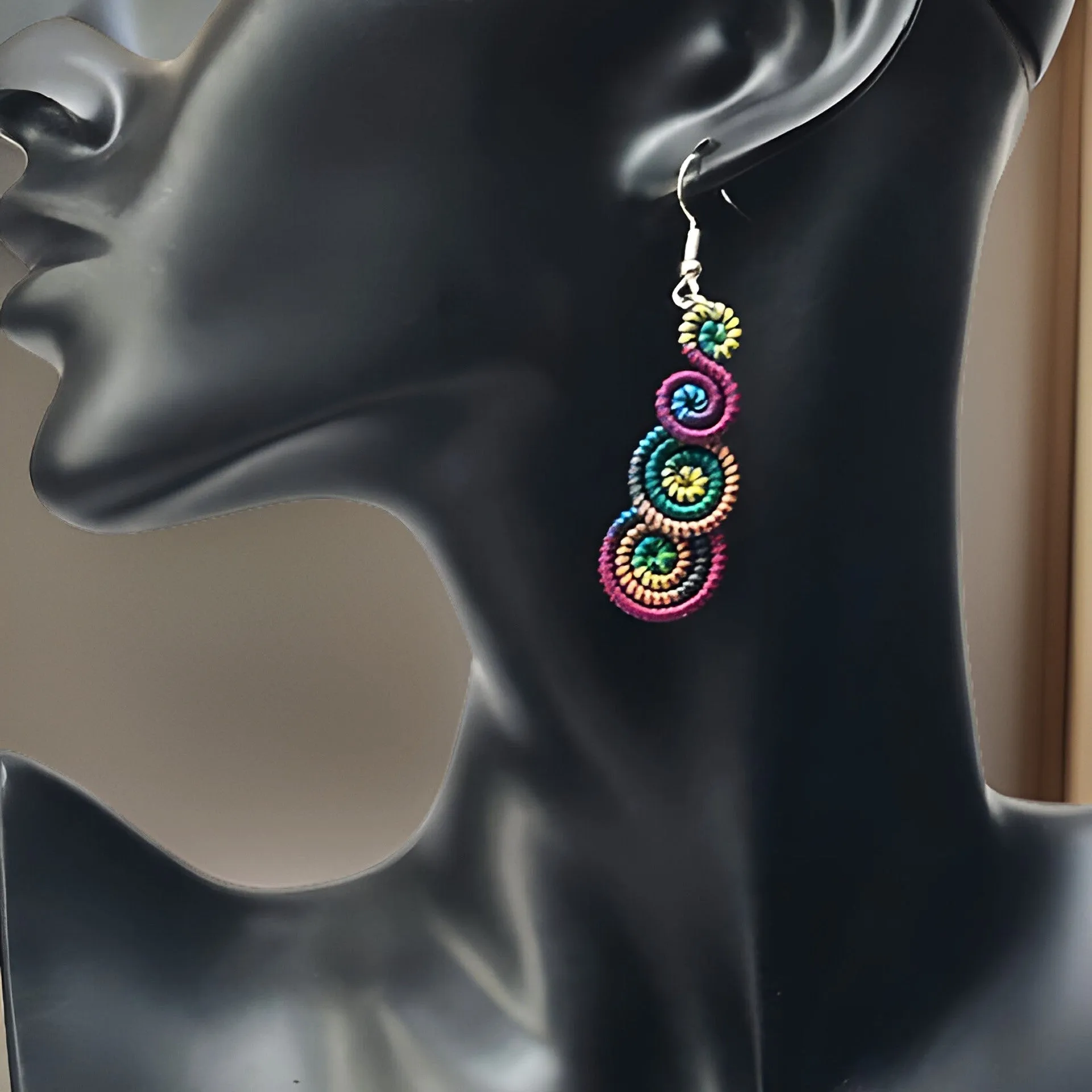 Round Spiral Dangle Earrings