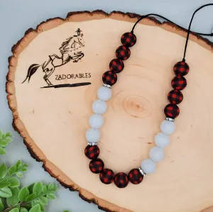 RTS | OOAK | Red Plaid Bling Bubblegum Necklace