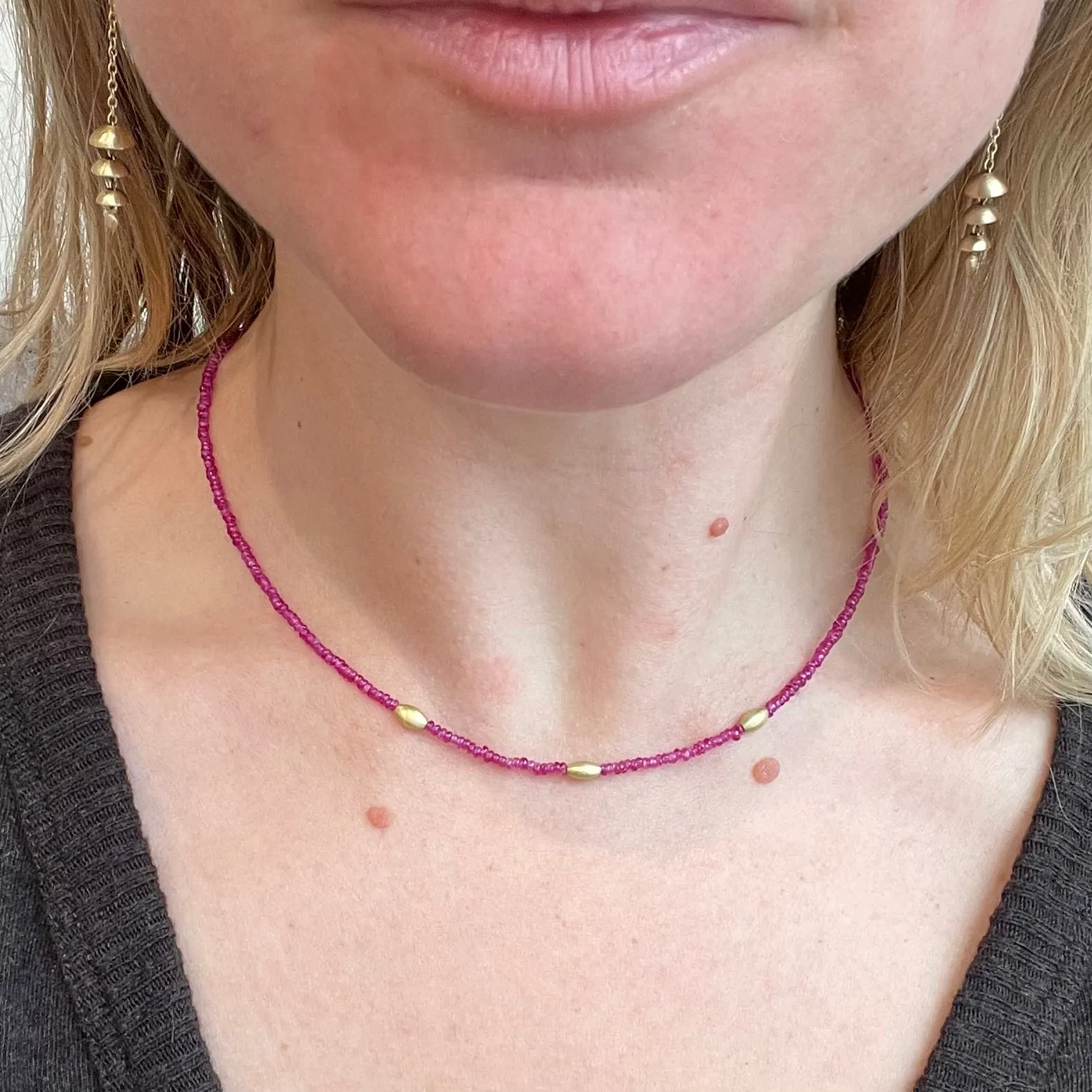 Ruby Rondelle Beaded Necklace