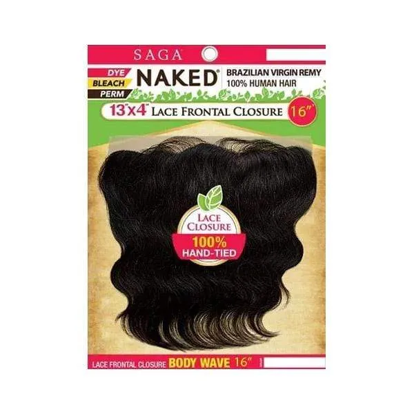 Saga Naked Brazilian Virgin Remy 100% Human Hair 13X4 Lace Frontal Closure - BODY WAVE 12"-16"