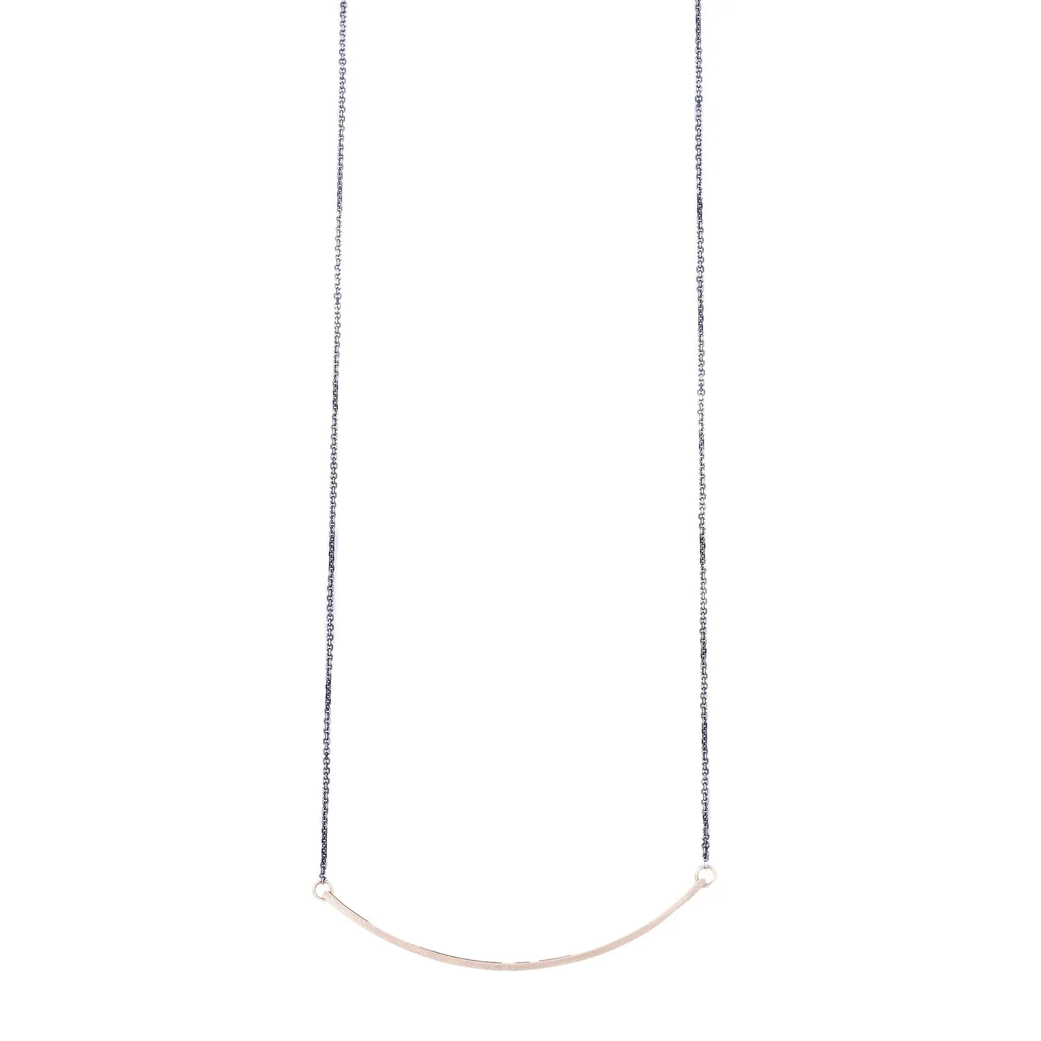 SALE! Curved Slinky Bar Necklace in 14k gold with Rhodium chain by Carla Caruso