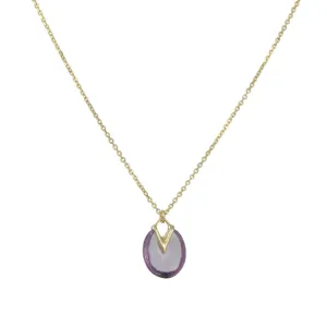 SALE - Tiny Lily Pad Pendant in Amethyst