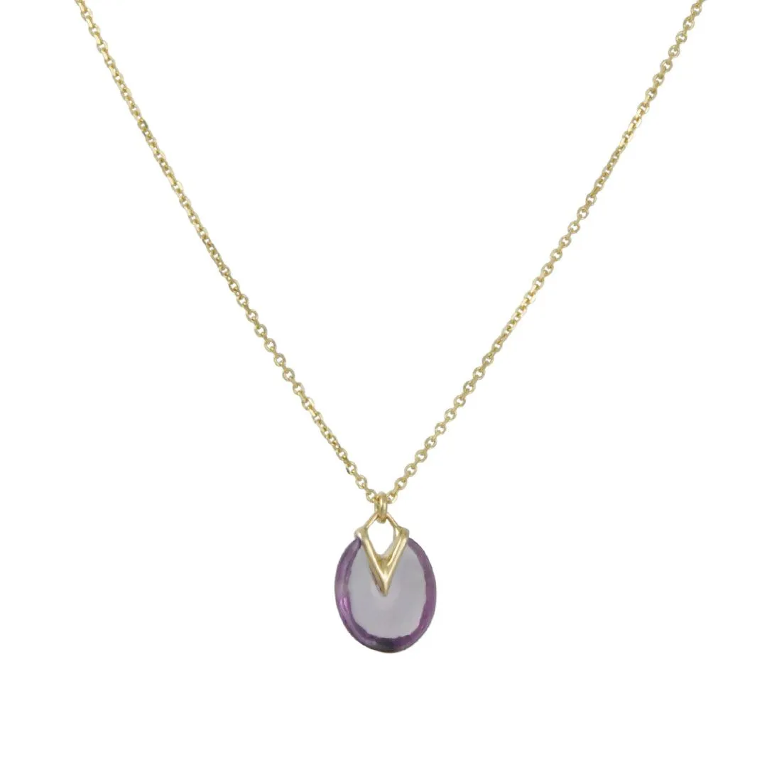 SALE - Tiny Lily Pad Pendant in Amethyst