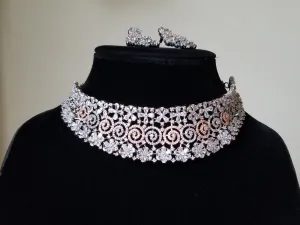 Sanjana Cz Mukut Necklace With Black Rose Plating GL54