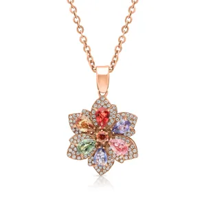 Sapphire Mix Flower Shaped Pendant - 3.45 Carat