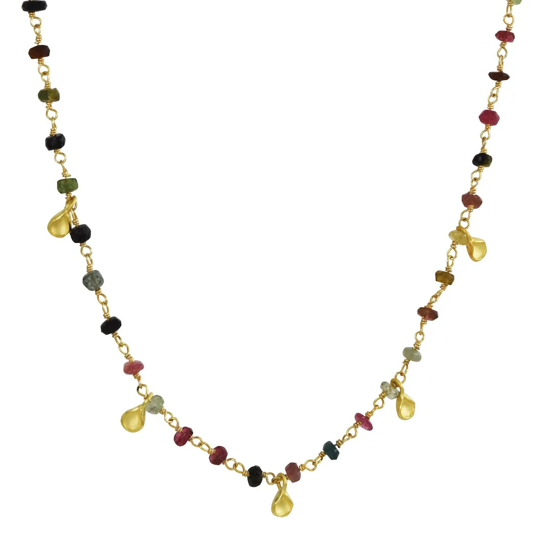 Sarah Richardson - Five Tiny Petal Drop Tourmaline Necklace